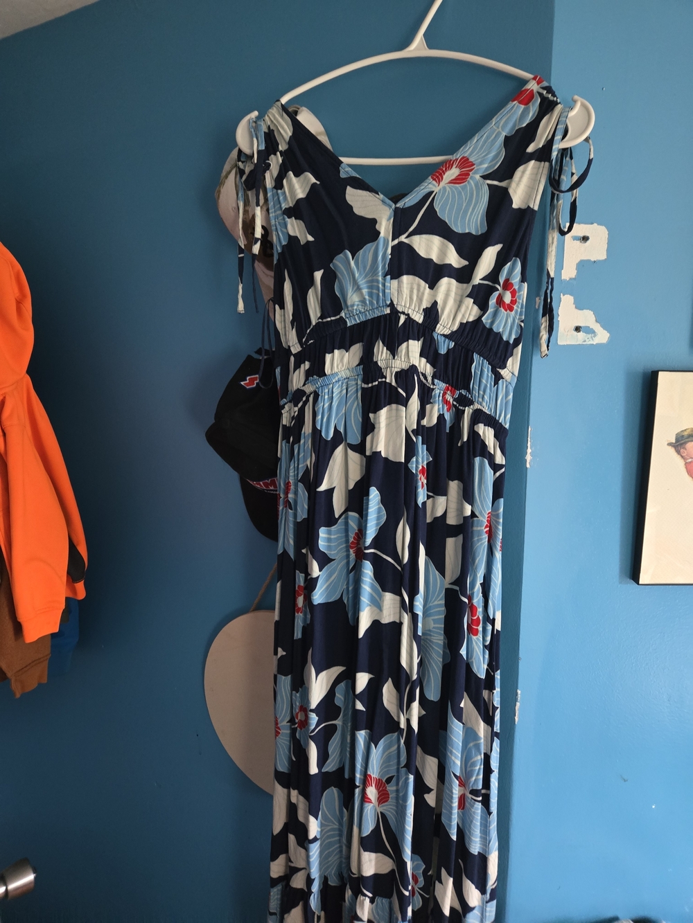 Floral Navy Blue Women's Maxi Dress